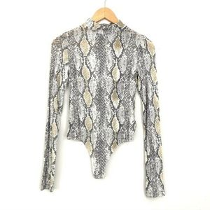 Express One Eleven Snake Print Thong Bodysuit XS